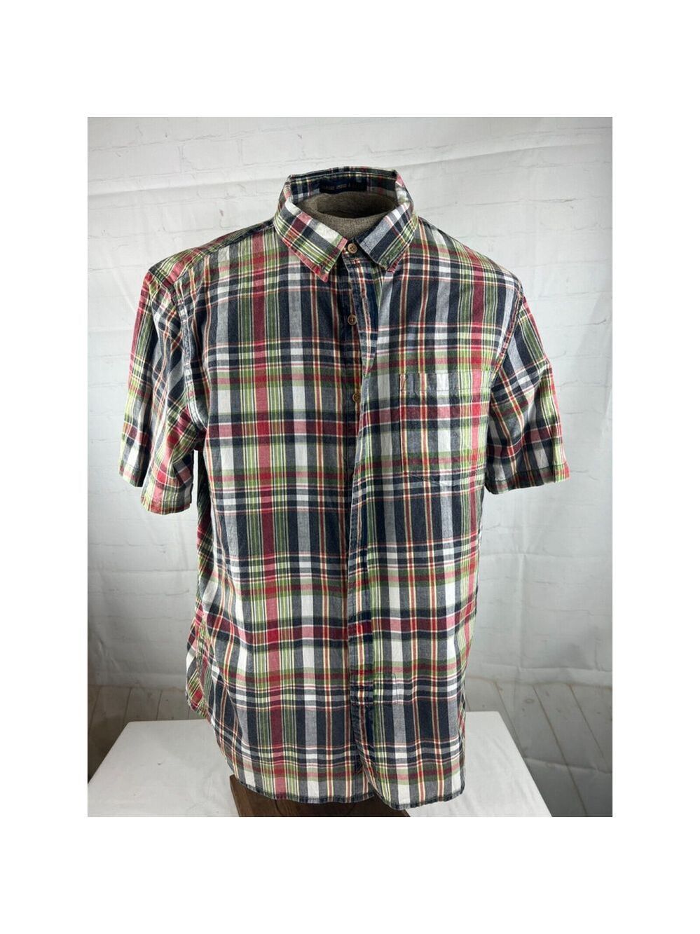 Original Vintage 1946 Mens 2XL Washed Stoned & Beaten Plaid Button Up Shirt EUC